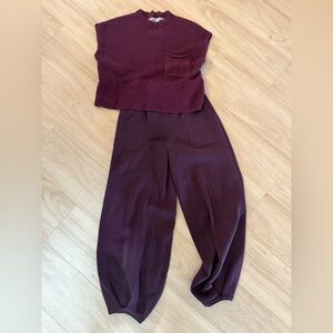 Free People Freya Sweater Tank Pant Set Purple Small